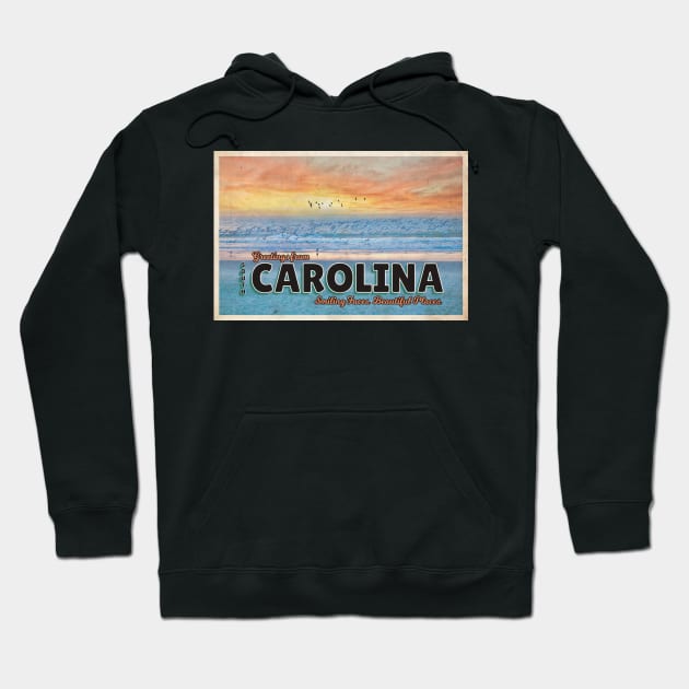 Greetings from South Carolina - Vintage Travel Postcard Design Hoodie by fromthereco